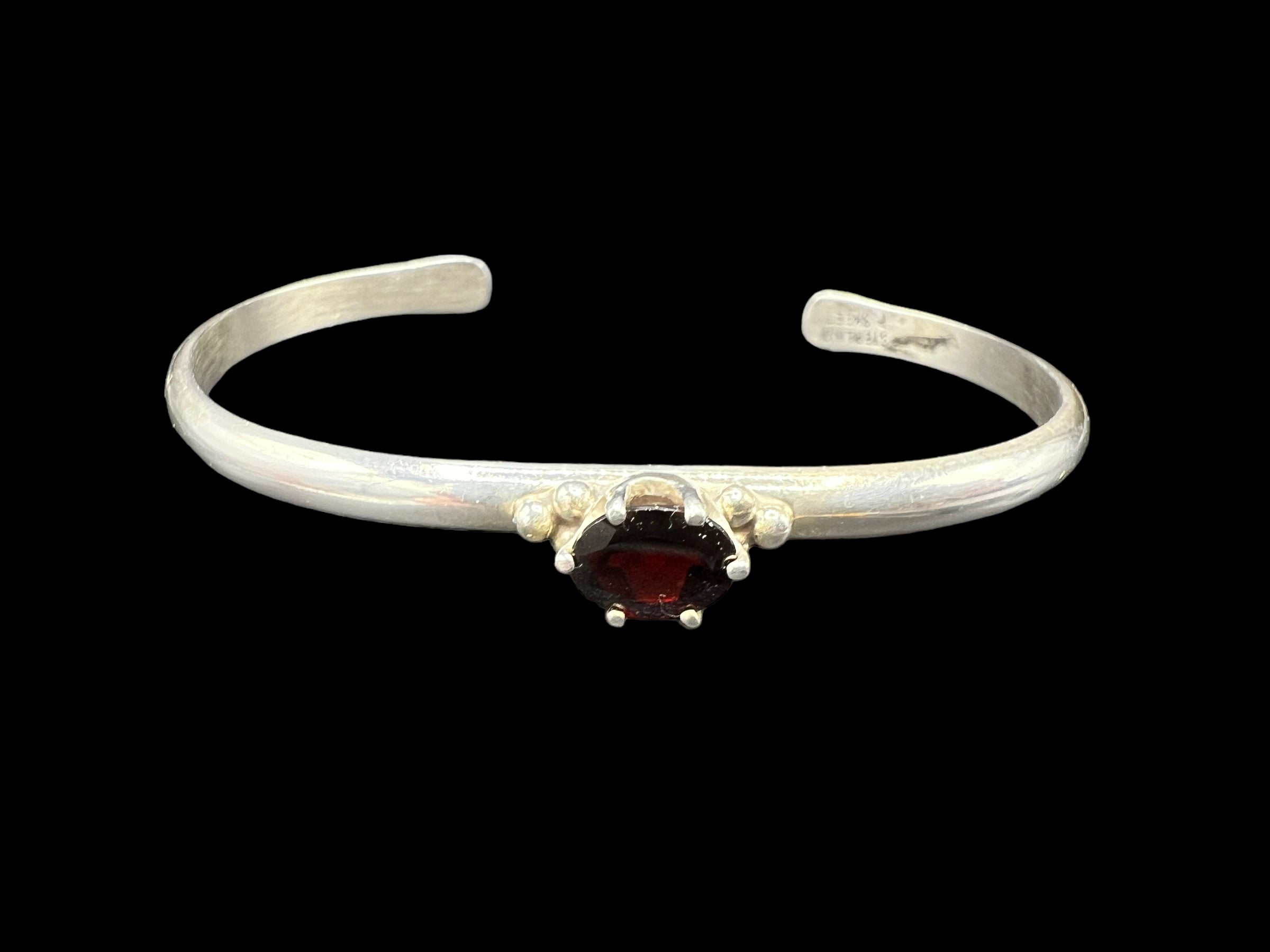 Sterling & Garnet Cuff | Signed by Peggy Skeets