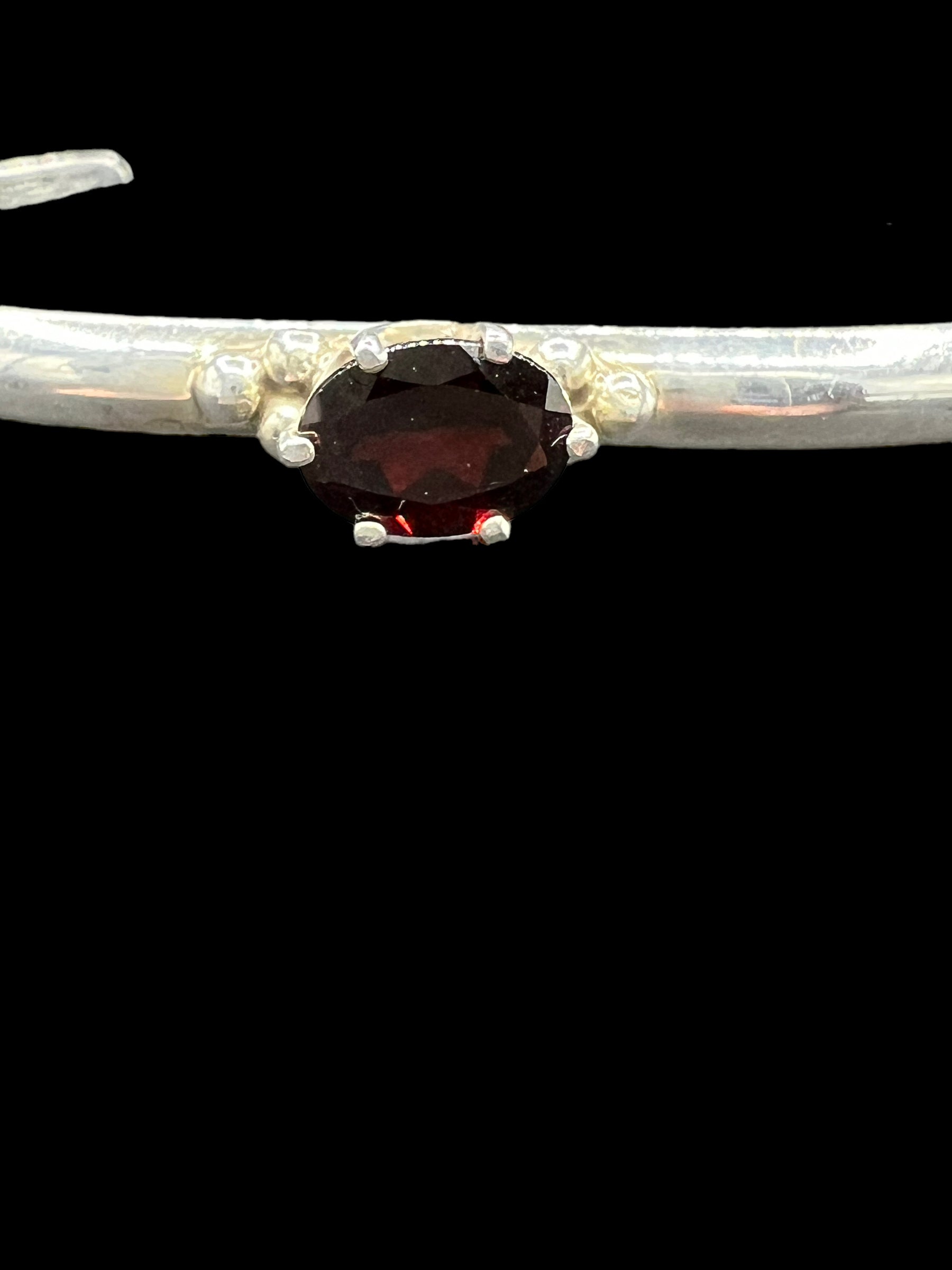 Sterling & Garnet Cuff | Signed by Peggy Skeets