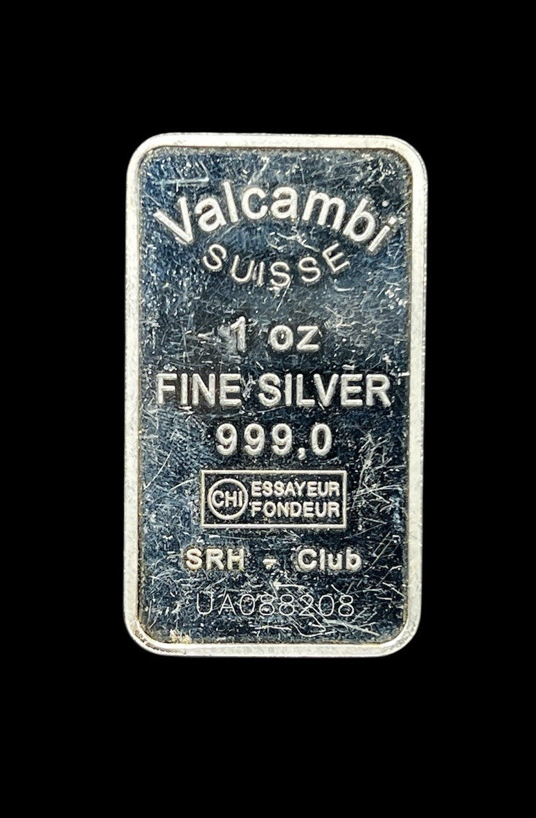 SUPER RARE! 1oz Valcambi Club .999 Vintage Silver Bar