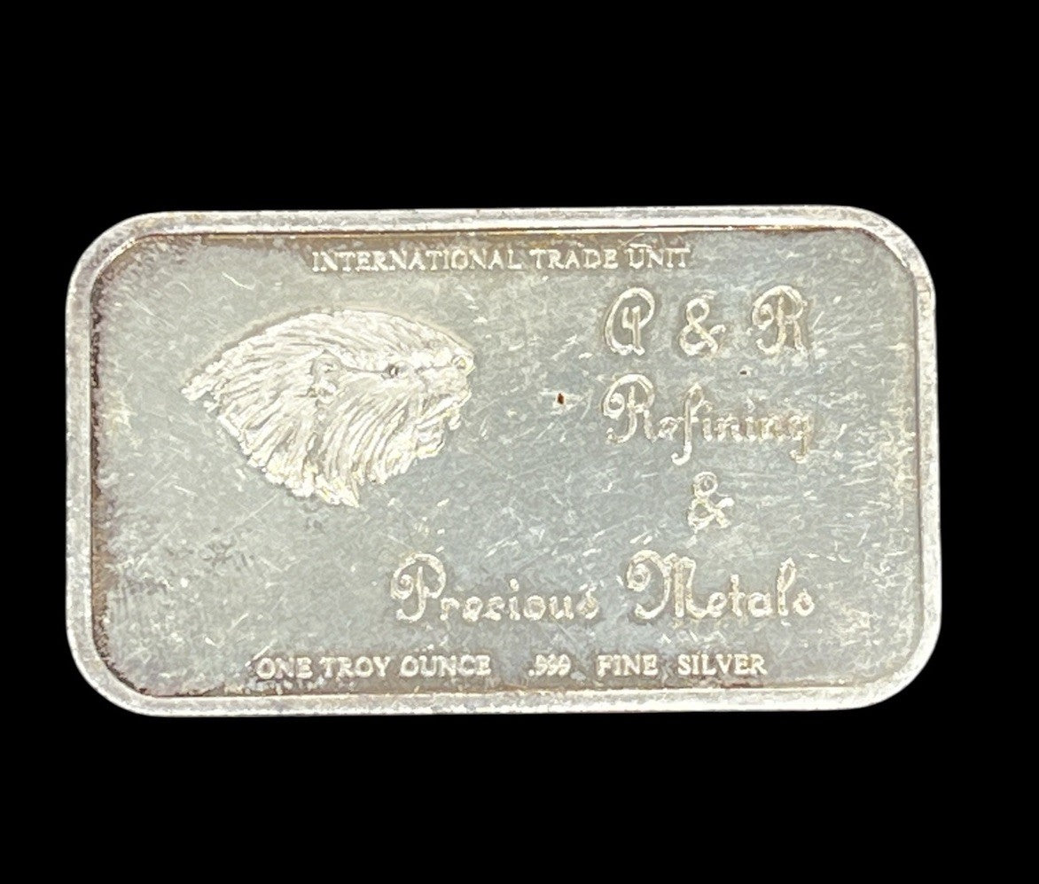 1 oz Silver Bar - Vintage Beaver A&R Refining & Precious Metals - RARE ( IKA-110