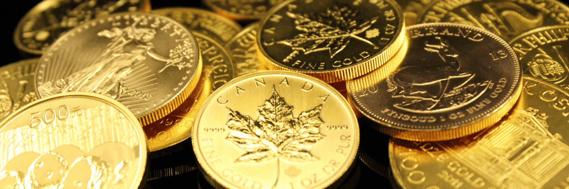 an image of various gold government minted coins for the background with the TVGS Logo