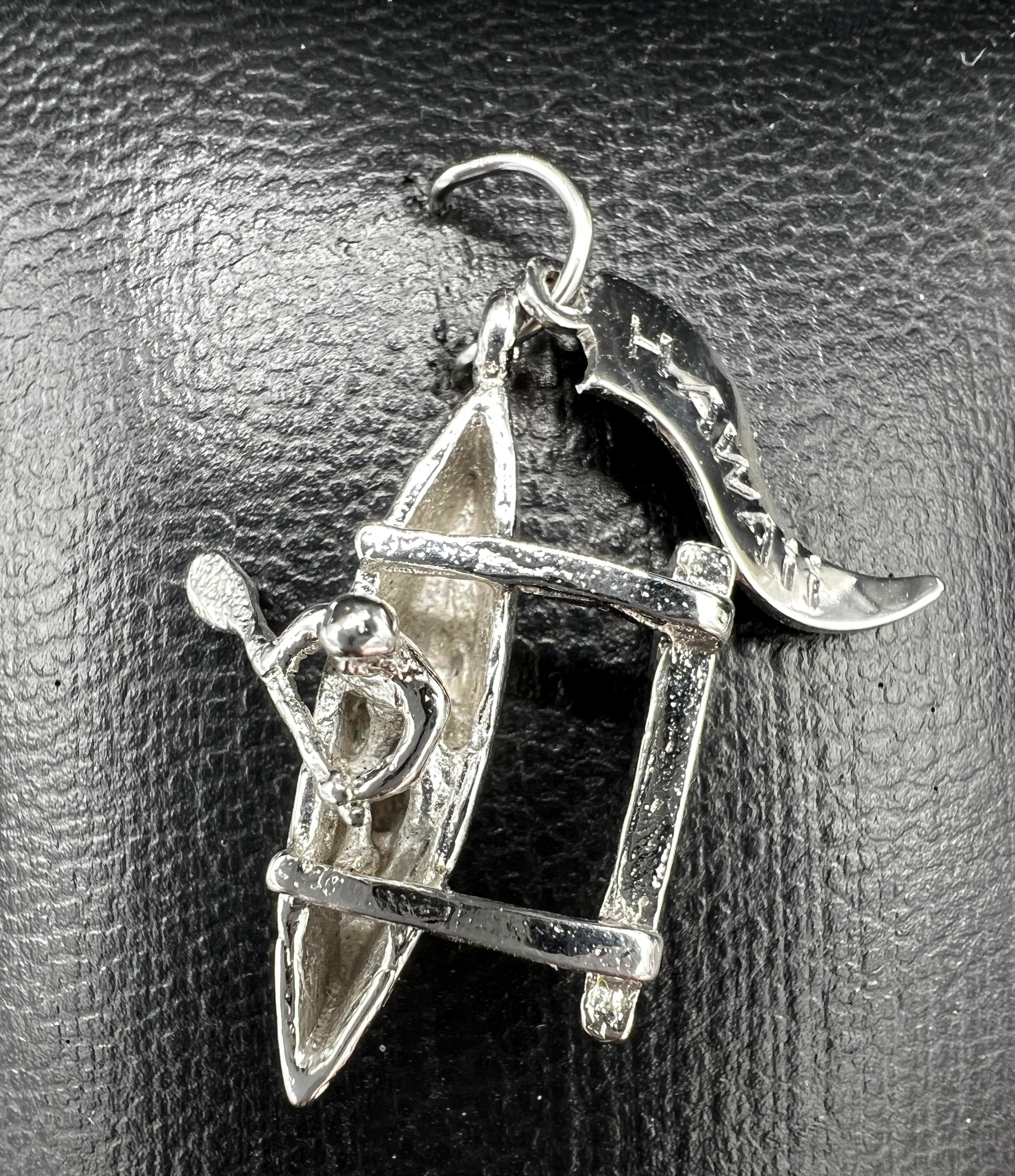 Vintage Sterling Silver Charm | Hawaiian Outrigger Canoe with Hawaii Pendant Tag