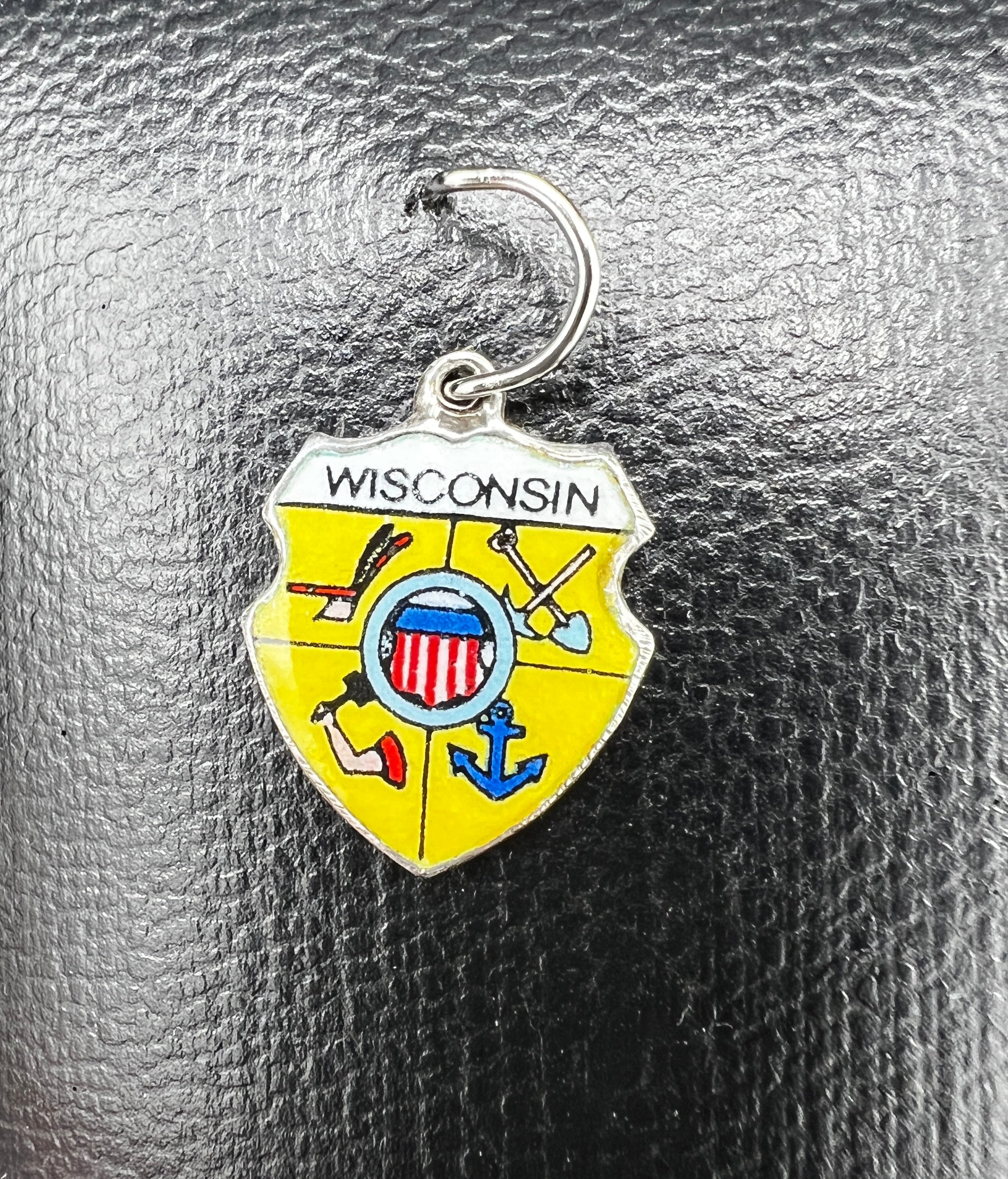 Vintage Sterling Silver Enameled Charm | Wisconsin Travel Shield