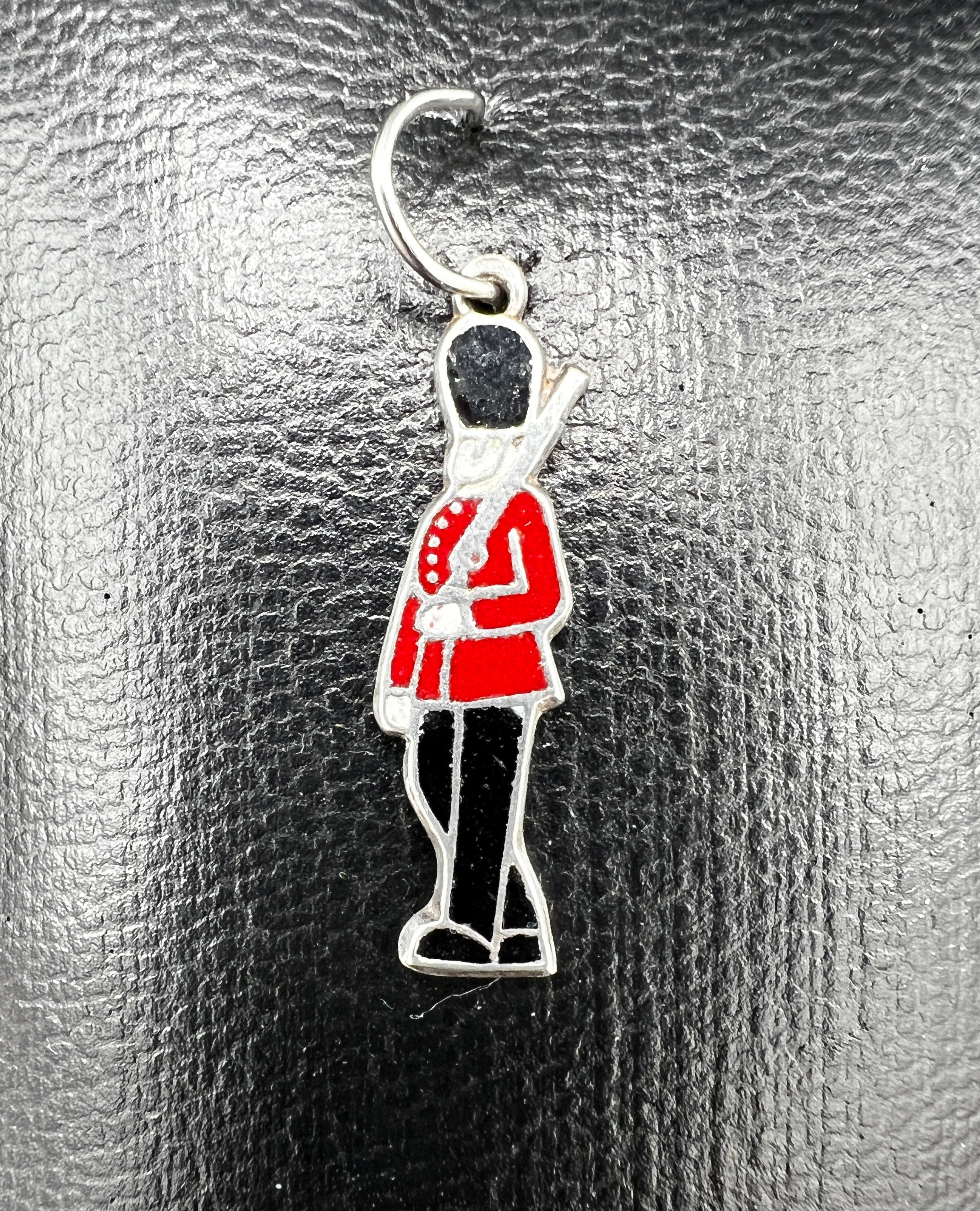 Vintage Sterling Silver Enameled Charm | British Royal Guard | Soldier