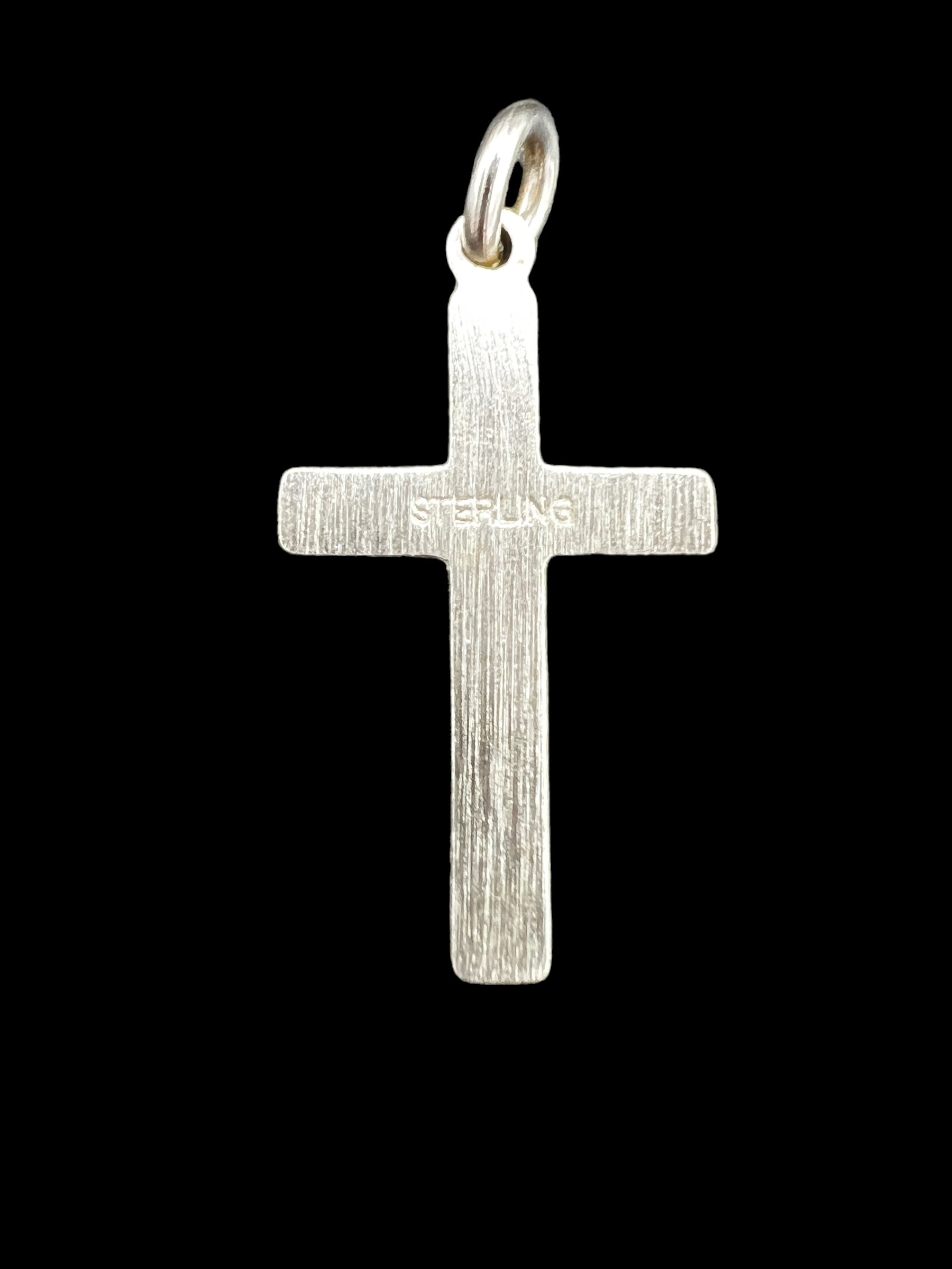 Vintage Sterling Silver Cross Charm | Diamond Cut Accents