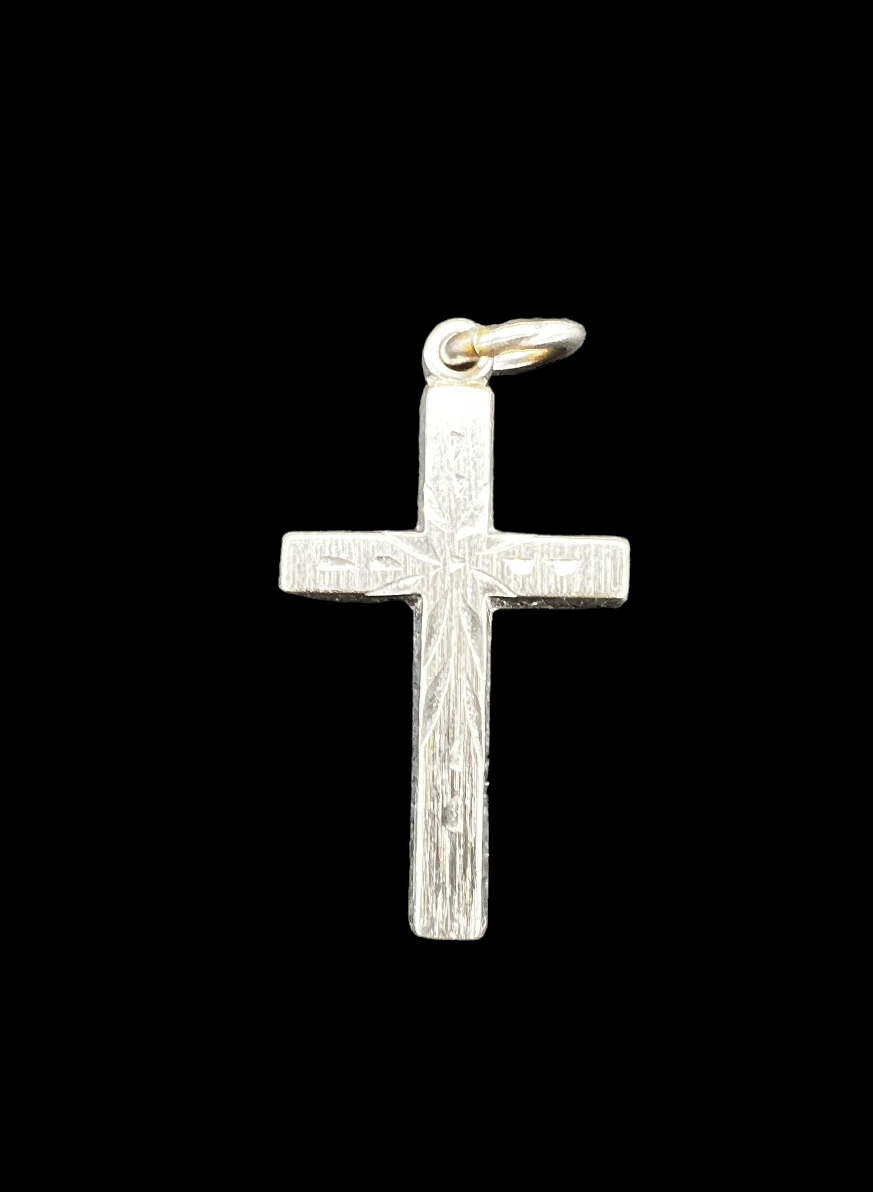 Vintage Sterling Silver Cross Charm | Diamond Cut Accents