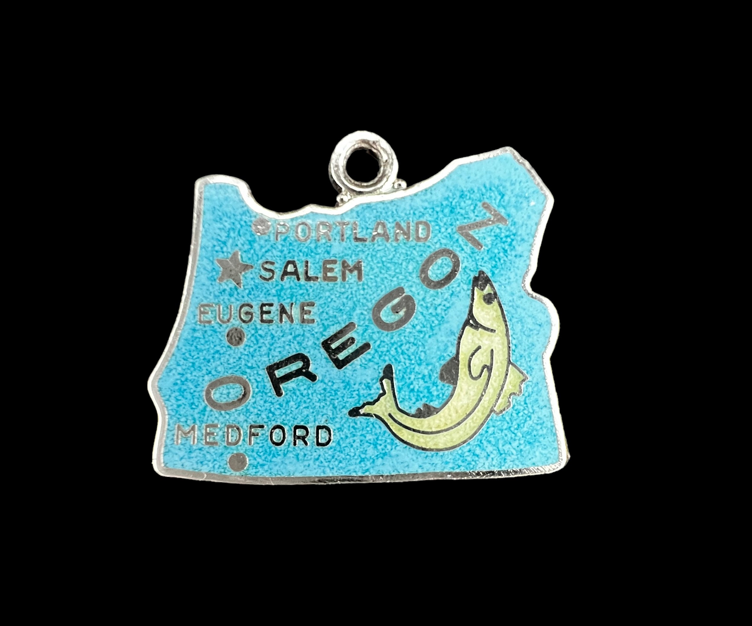 Oregon State Charm Antiqued Sterling Silver Oregon State Charm Antiqued Sterling Silver