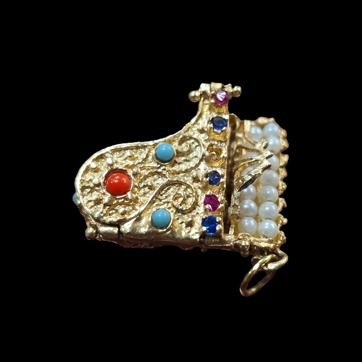 14k Jeweled Baby Grand Piano Charm | With Movement
