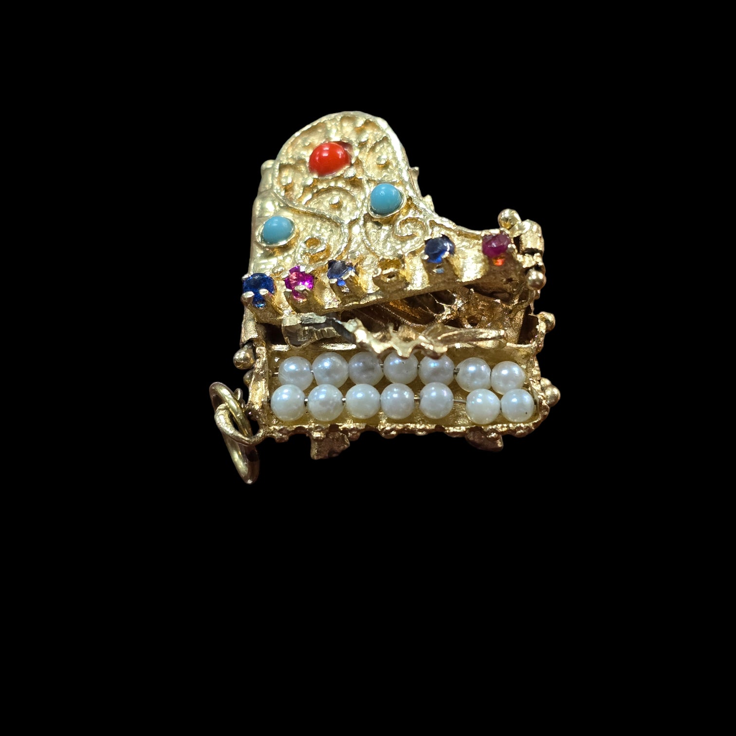 14k Jeweled Baby Grand Piano Charm | With Movement