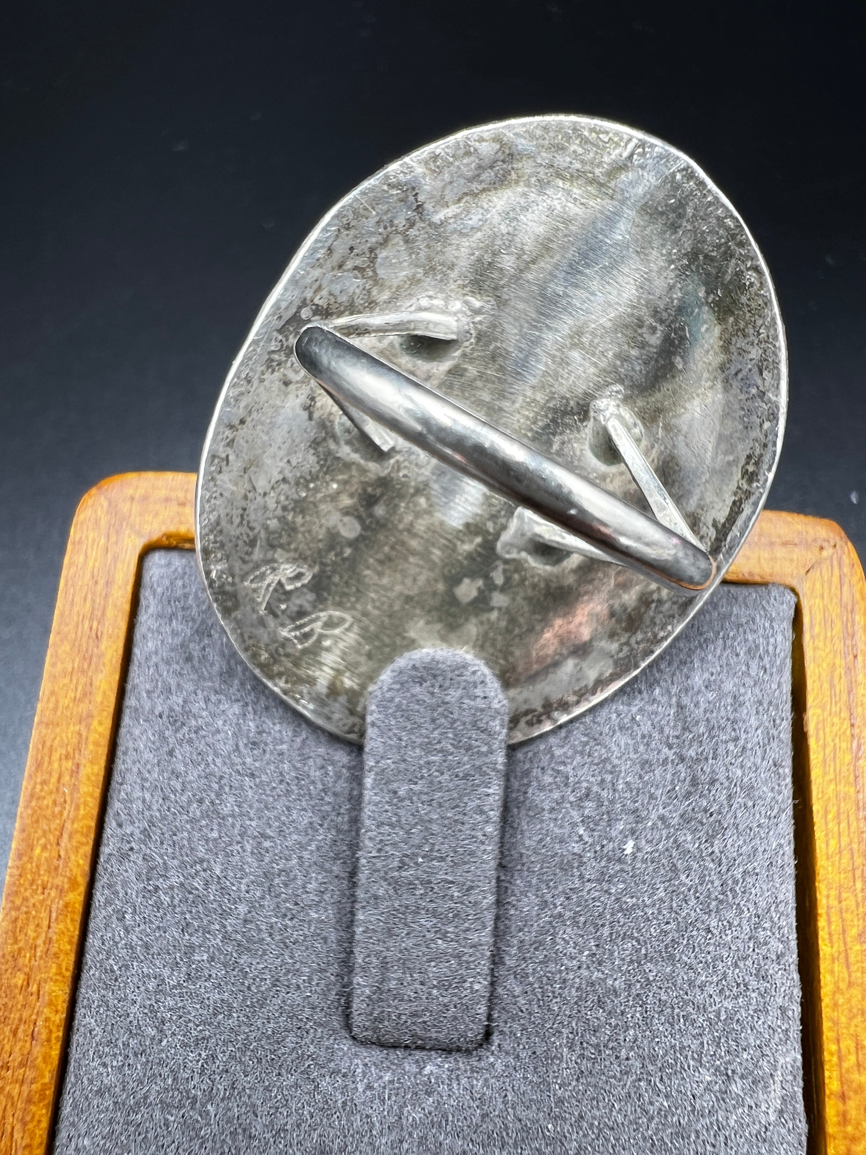 Vintage Inlaid Mother of Pearl & Sterling Silver Zuni Blue Bird Ring