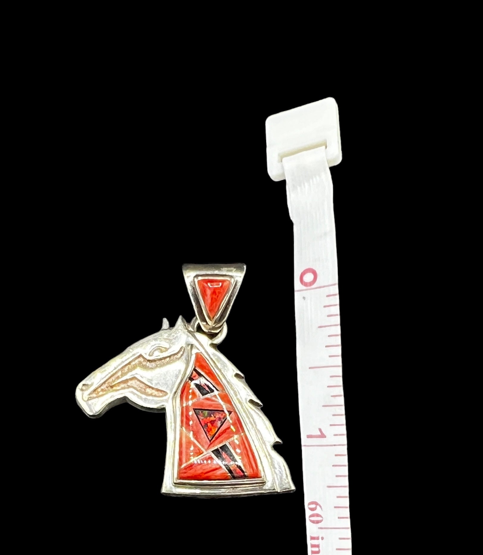 Calvin Begay Sterling Silver Horse Head Pendant