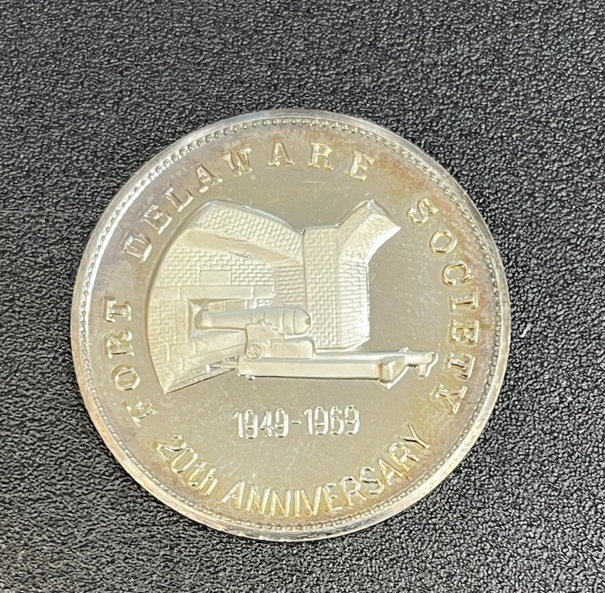.999 Silver Fort Delaware Society 1949-1969 20th Anniversary Coin RARE 24.5g