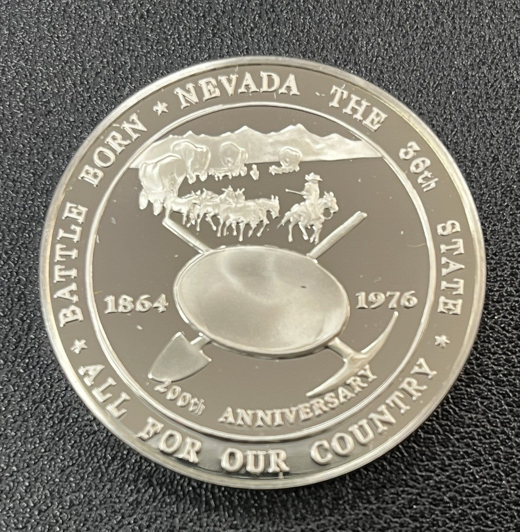 Nevada Bicentennial Proof Coin 32.5 Grams Sterling Silver Rare Collectible Round
