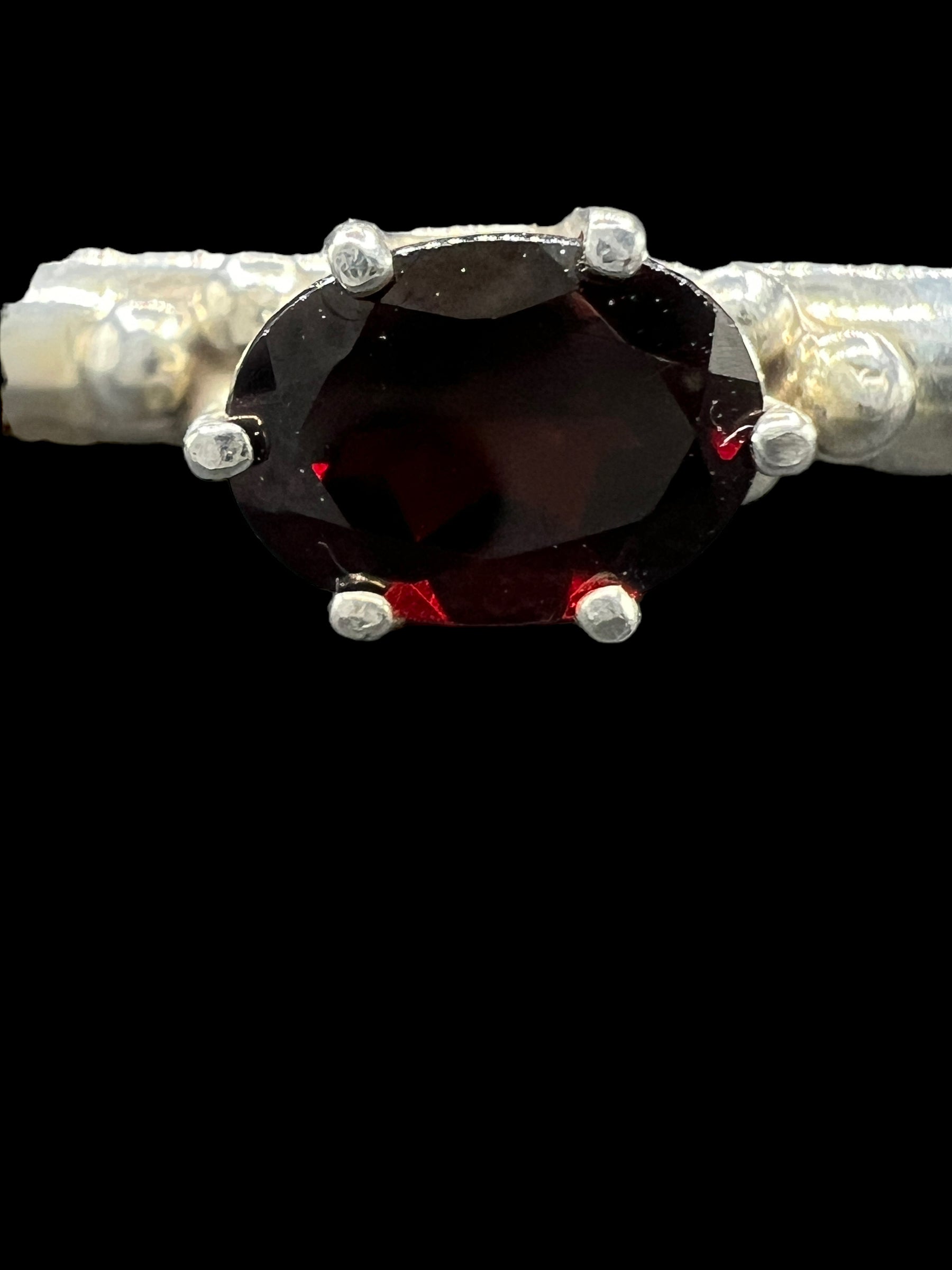 Sterling & Garnet Cuff | Signed by Peggy Skeets